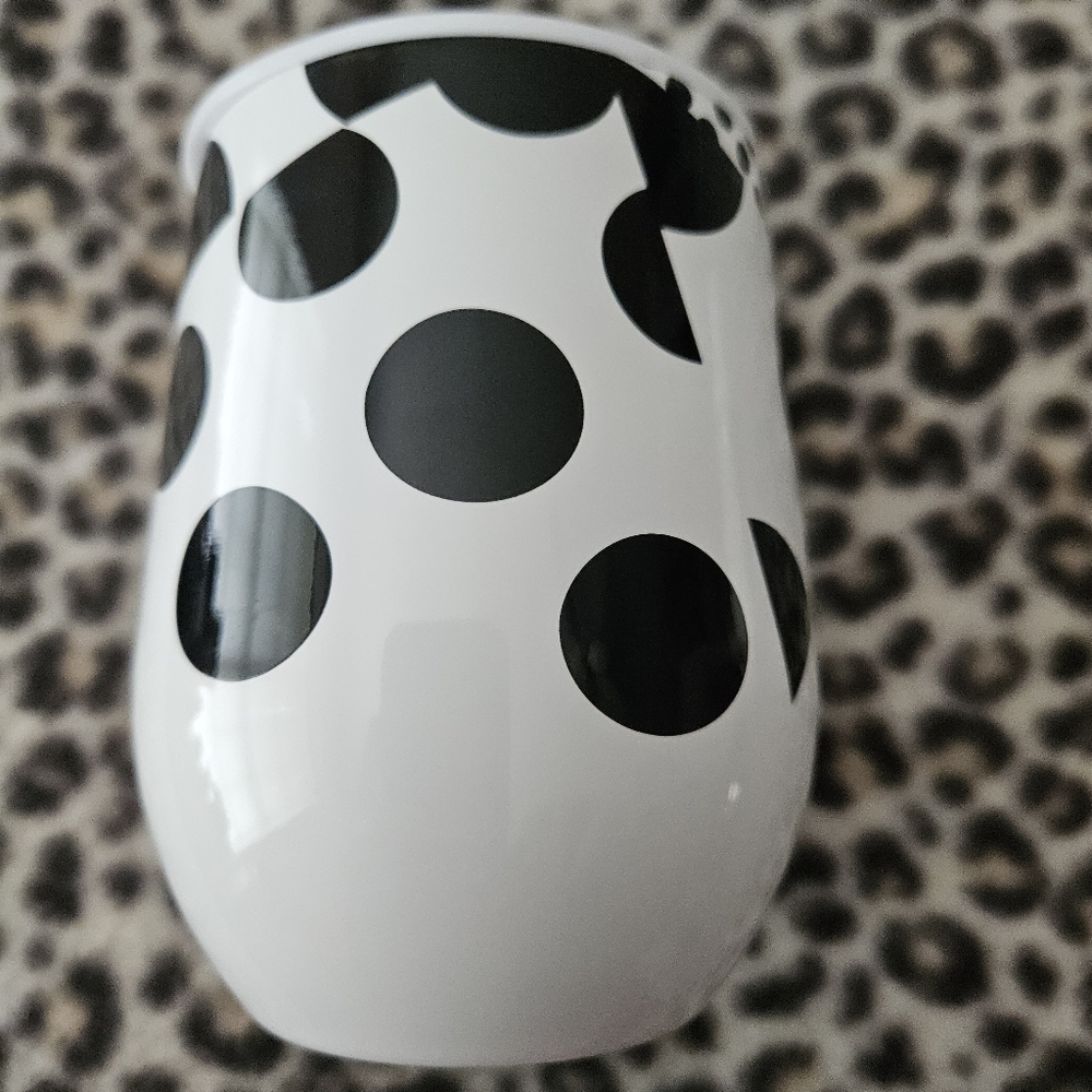 Corkcicle Monodot White And Black Stemless Cup Insulated Wine Tumbler, Like New - Picture 4 of 7